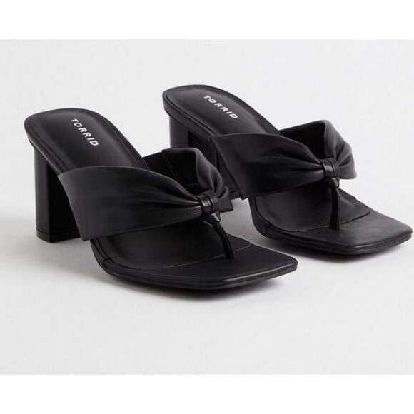 NWT SZ 7.5W Torrid 4H Soft Knot Mule With High Square Block Heel in Black Faux L - Picture 1 of 9